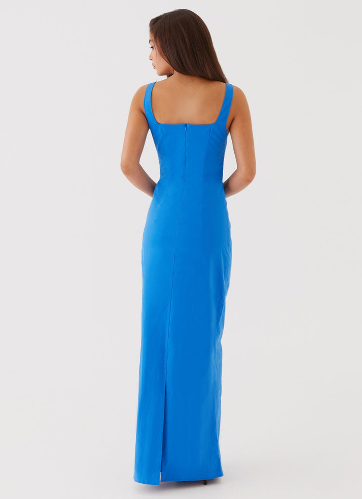 Womens Sonya Square Neck Maxi Dress in the colour Cobalt in front of a light grey background