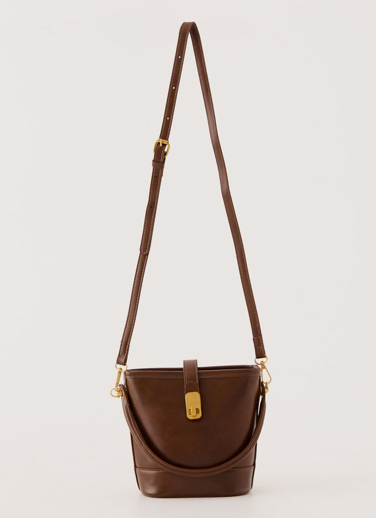 Womens Terrie Bag in the colour Brown in front of a light grey background