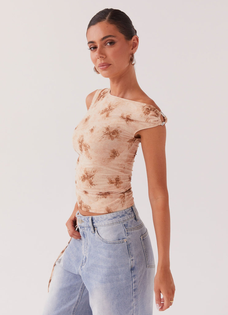 Til Sunrise Off The Shoulder Top - Taupe Smoke