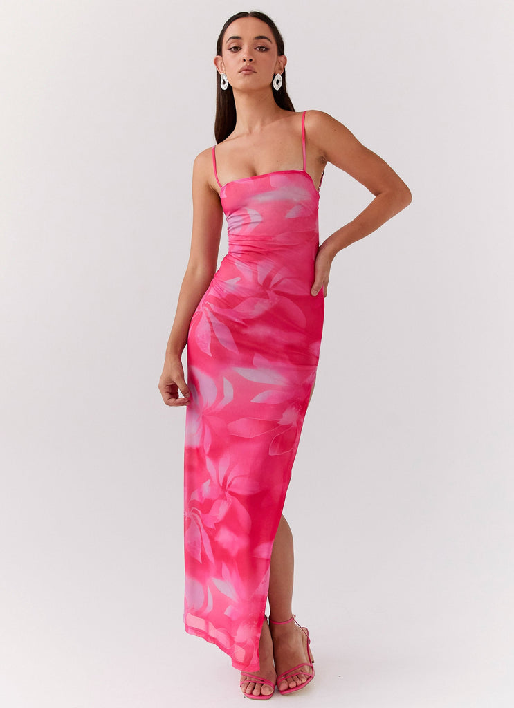 Life In Pink Maxi Dress Abstract Bloom