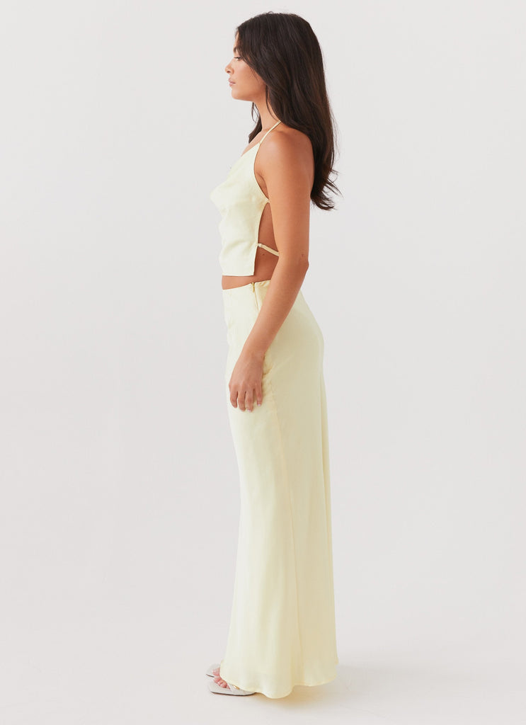 Ivanna Satin Maxi Skirt - Lemon