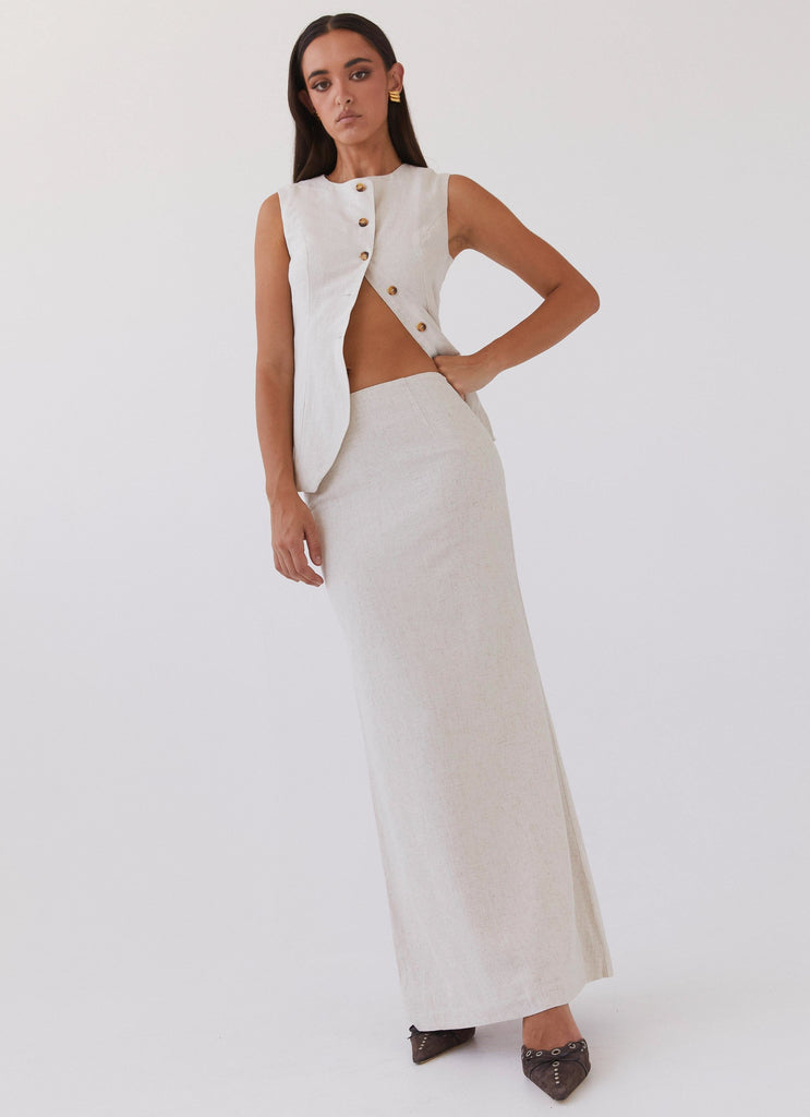 Born For Bordeaux Linen Maxi Skirt - Oatmeal