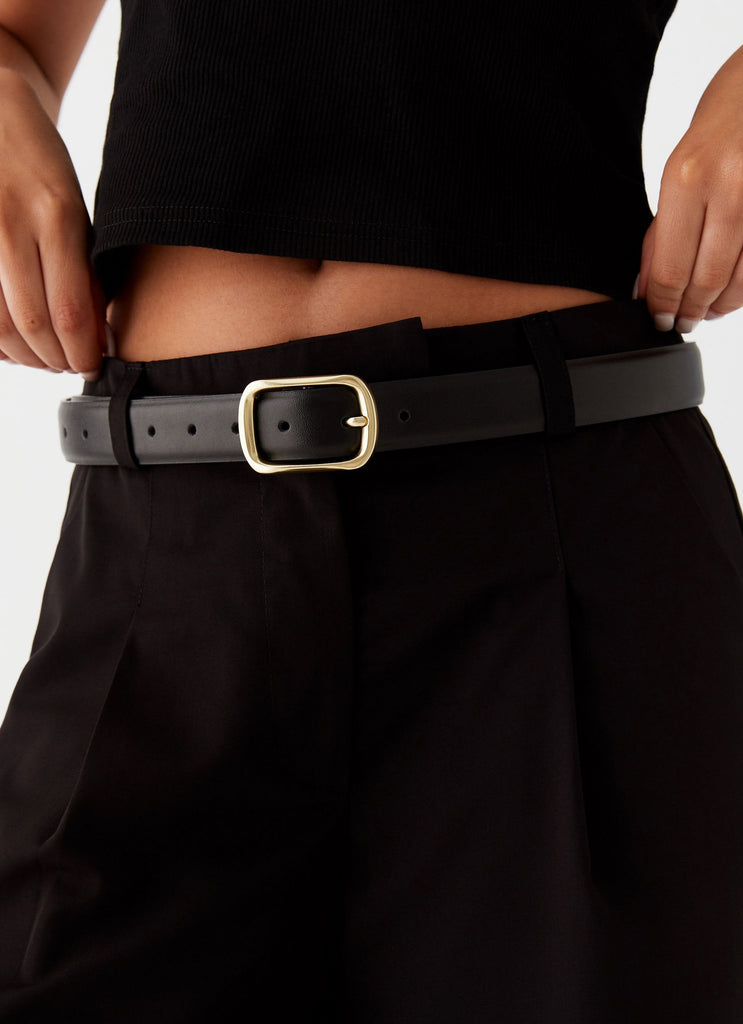 Womens Alessi Belt in the colour Black in front of a light grey background