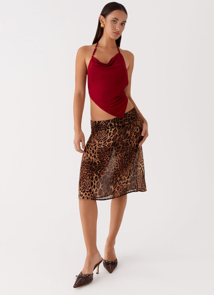 Evoke Chiffon Midi Skirt Leopard