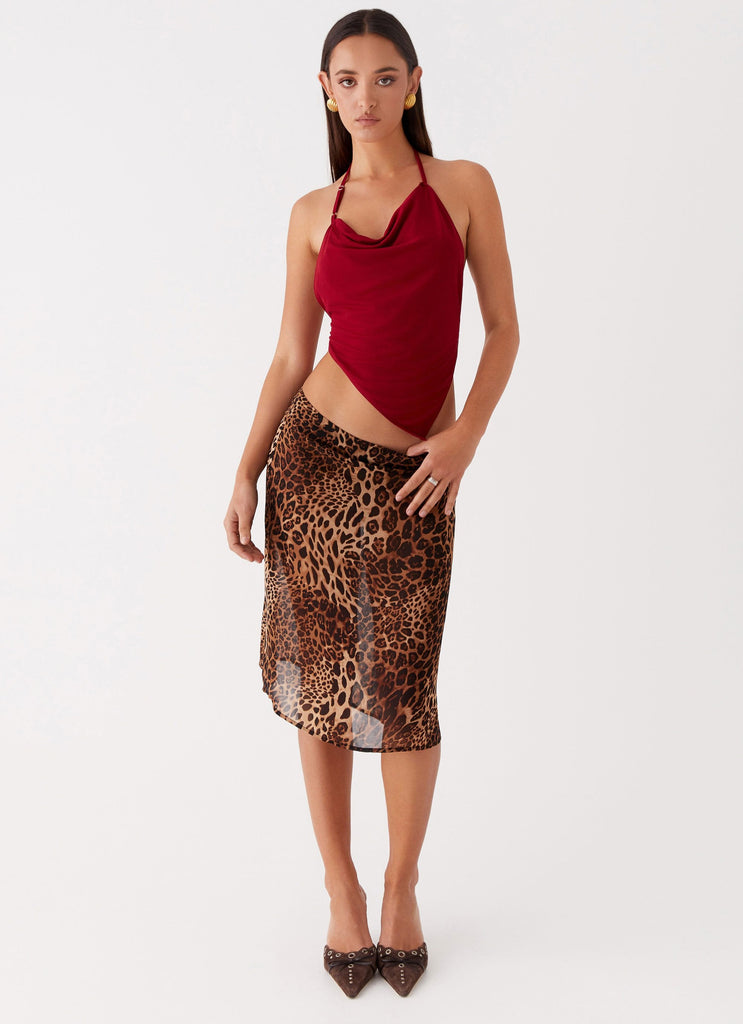 Evoke Chiffon Midi Skirt Leopard