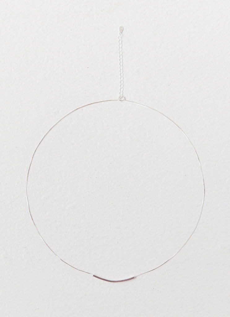 Womens Simplicity Chain Necklace in the colour Silver in front of a light grey background