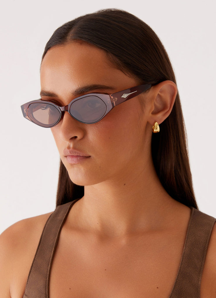 Womens Laffrey Sunglasses in the colour Brown in front of a light grey background