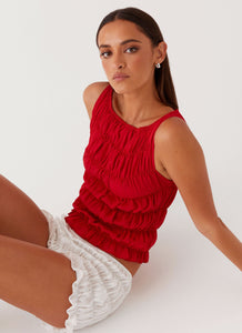 Womens Messina Ruched Tank Top in the colour Red in front of a light grey background