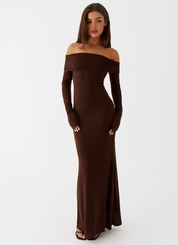 Cocoa Long Sleeve Maxi Dress - Chocolate Peppermayo Canada Cocoa Long Sleeve Maxi Dress - Chocolate Peppermayo Canada