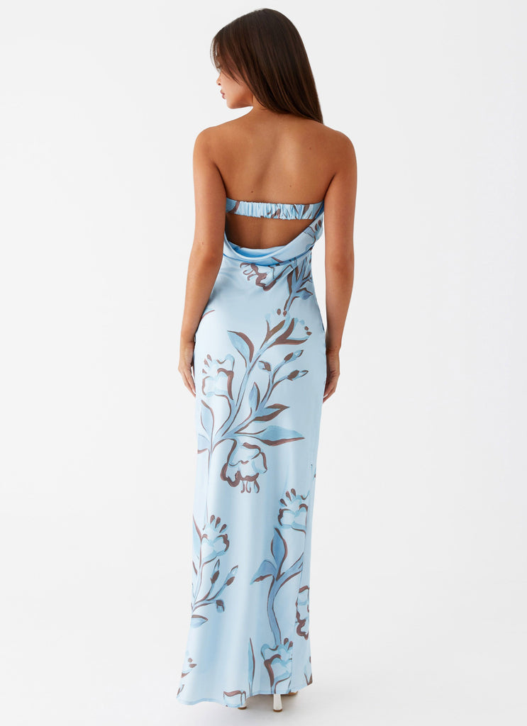 Womens Summer Lover Maxi Dress in the colour Blue Floral in front of a light grey background