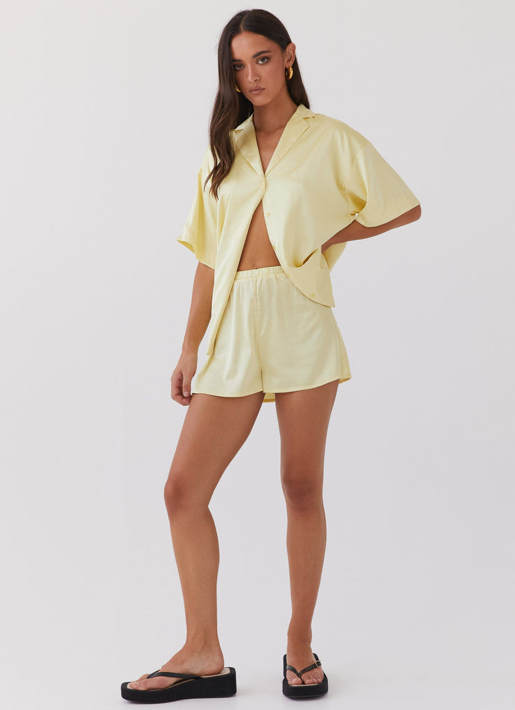 Julia Satin Shorts - Lemon