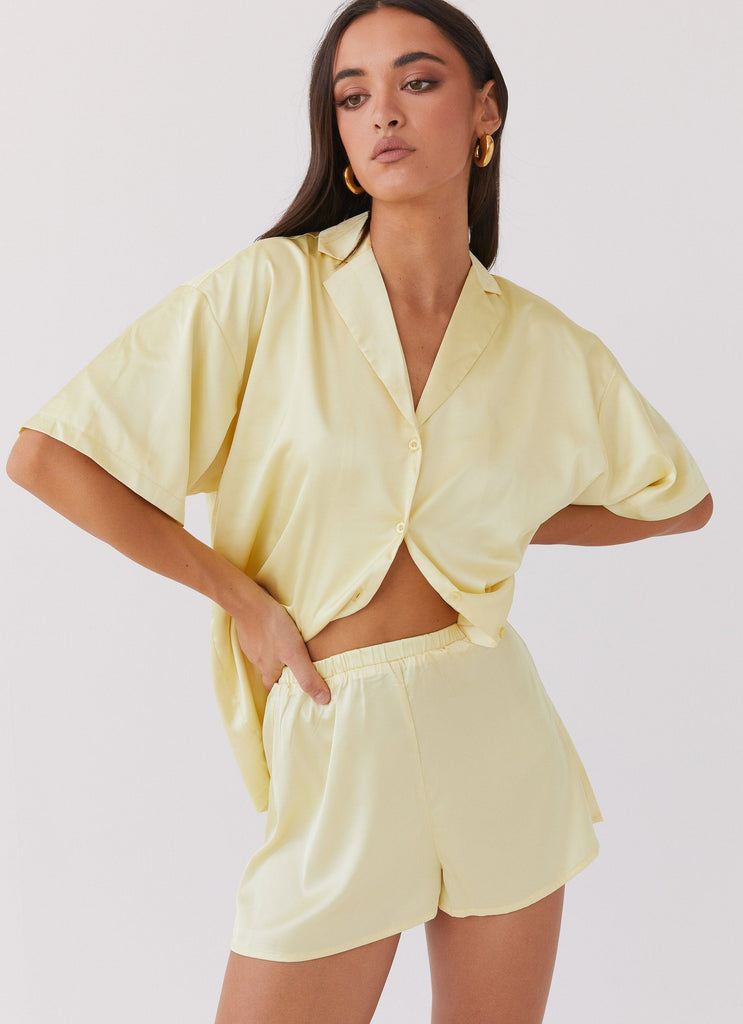 Julia Satin Shorts - Lemon