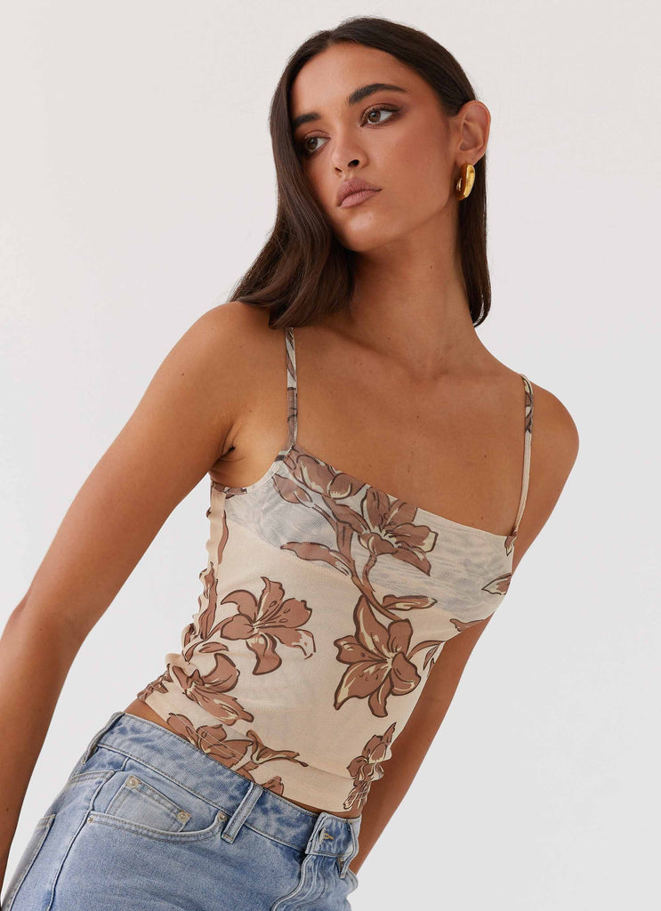 Love On Top Mesh Cami Top - Hazel Bloom