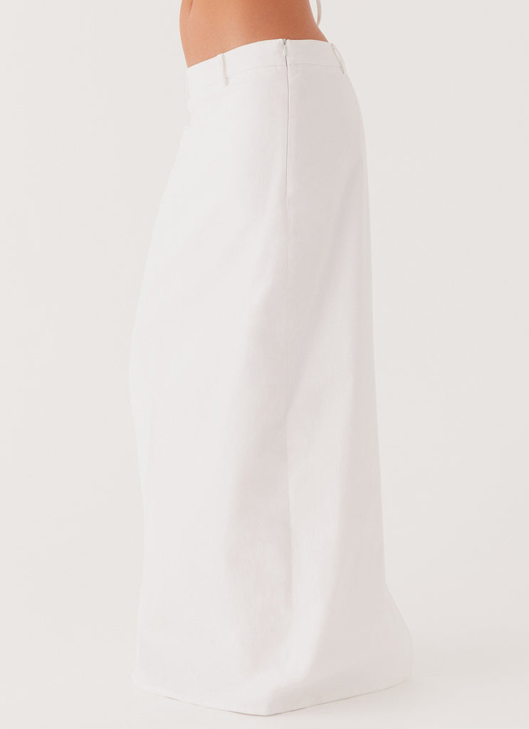 Womens Jaslyn Maxi Skirt in the colour White in front of a light grey background