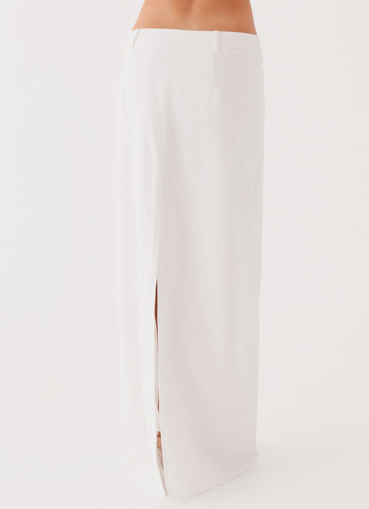 Womens Jaslyn Maxi Skirt in the colour White in front of a light grey background