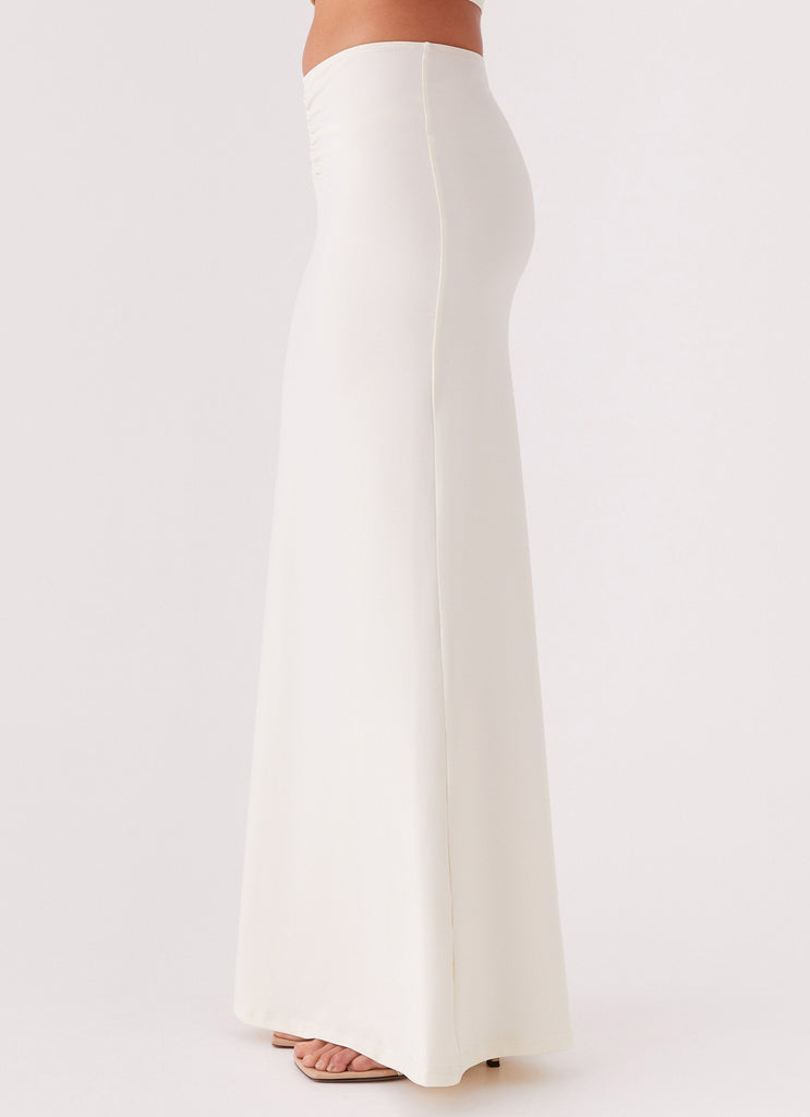 Womens Trixie Maxi Skirt in the colour Ivory in front of a light grey background