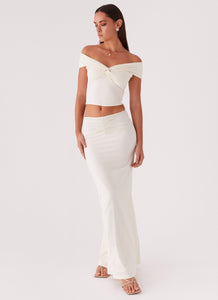 Womens Trixie Maxi Skirt in the colour Ivory in front of a light grey background