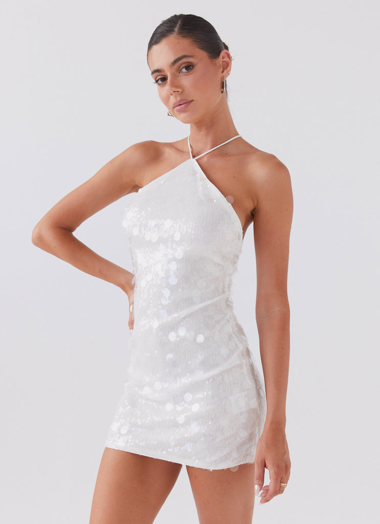 Glitz And Glamour Sequin Mini Dress - Crystal Cloud Peppermayo Canada Glitz And Glamour Sequin Mini Dress - Crystal Cloud Peppermayo Canada