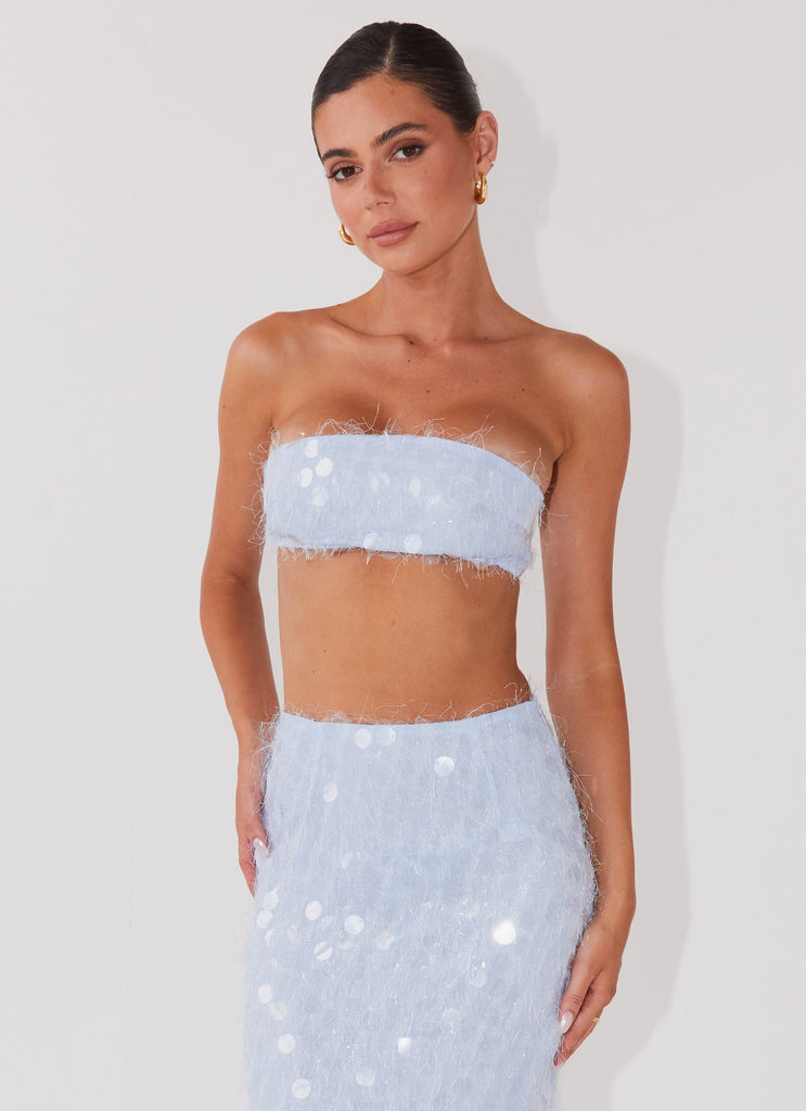 Kyleigh Textured Sequin Bandeau Top - Lavender Mist