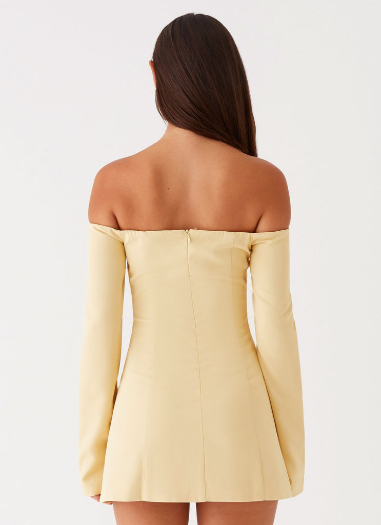 Womens Dominique Blazer Mini Dress in the colour Yellow in front of a light grey background