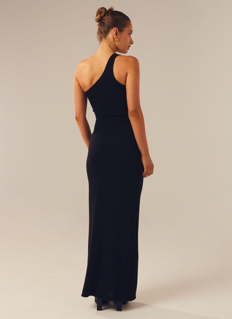 Twin Flame Knit Maxi Dress - Black - Peppermayo