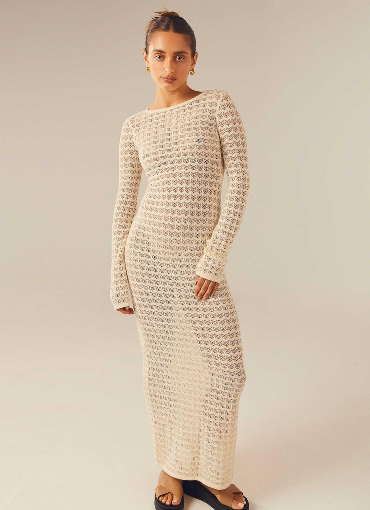 Love Galore Crochet Maxi Dress - Ivory - Peppermayo