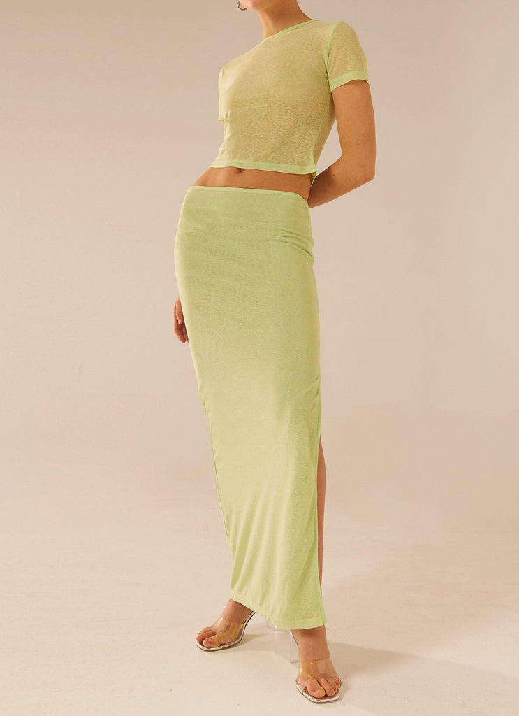 Just Like Magic Maxi Skirt - Lime - Peppermayo