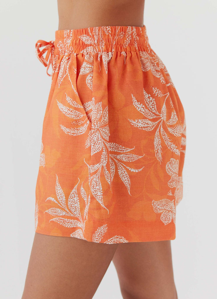 Sweet Relief Linen Shorts - Tropic Sunset