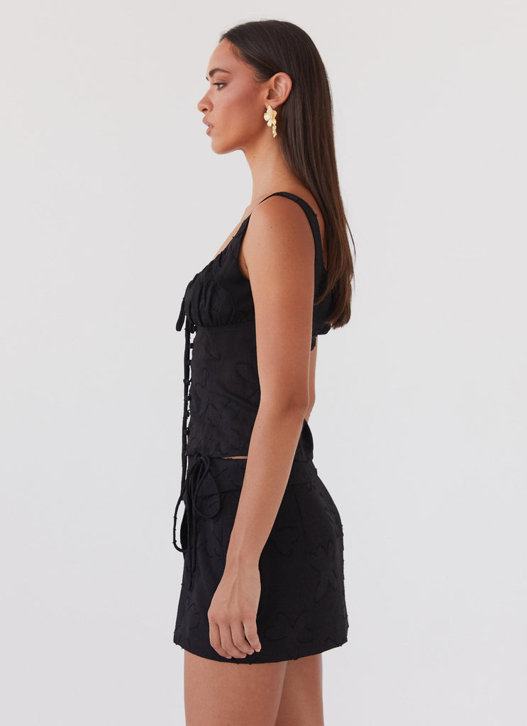 Bianka Tie Top - Black Petal