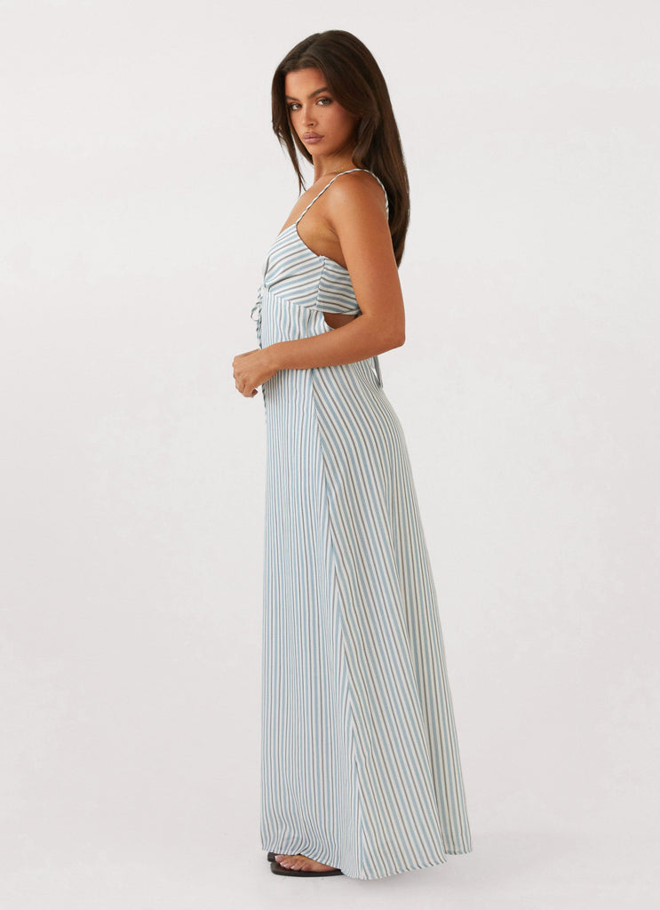 Blue linen maxi dress hotsell