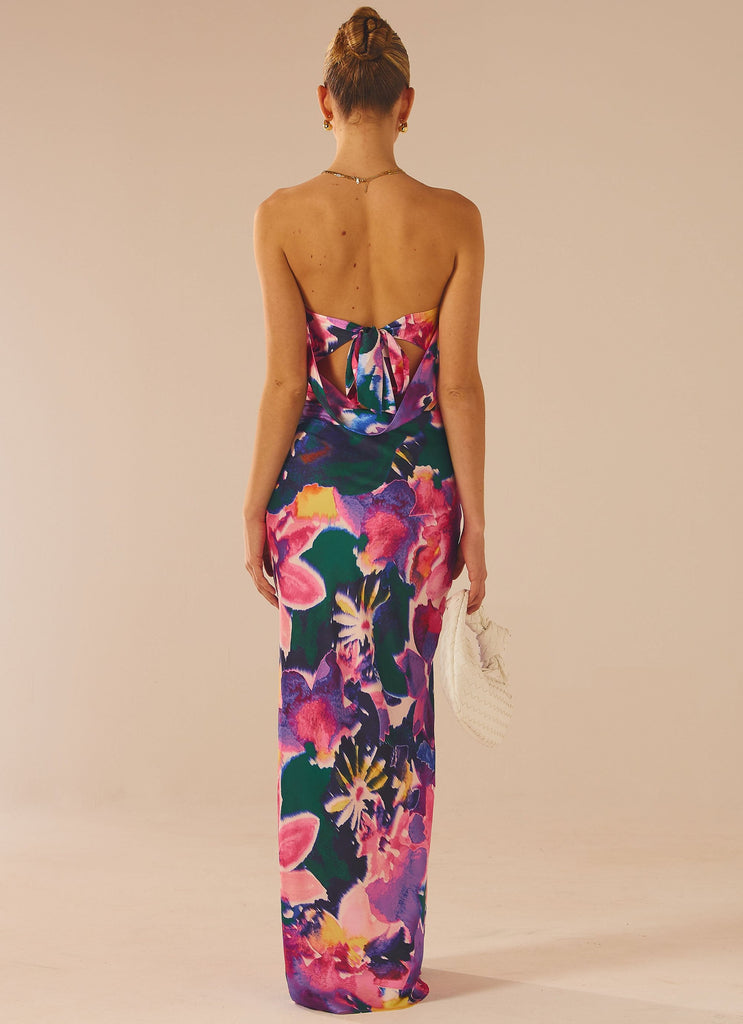 Womens Carried Away Maxi Dress in the colour Candy Bouquet in front of a light grey background