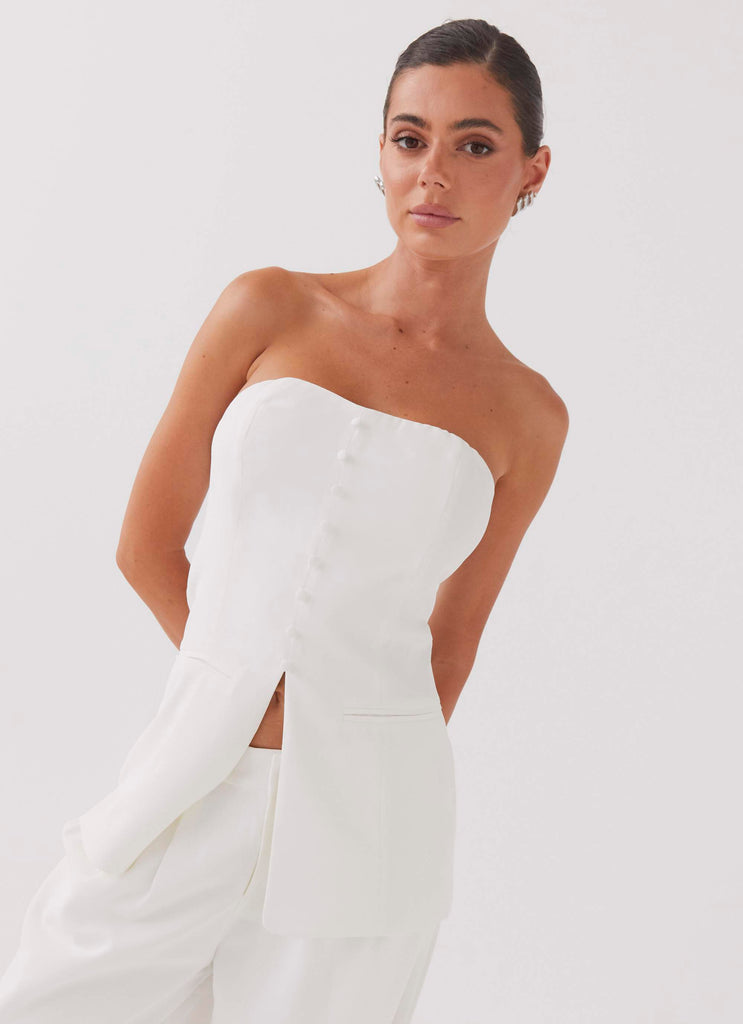 Riveria Tailored Strapless Top - Ivory