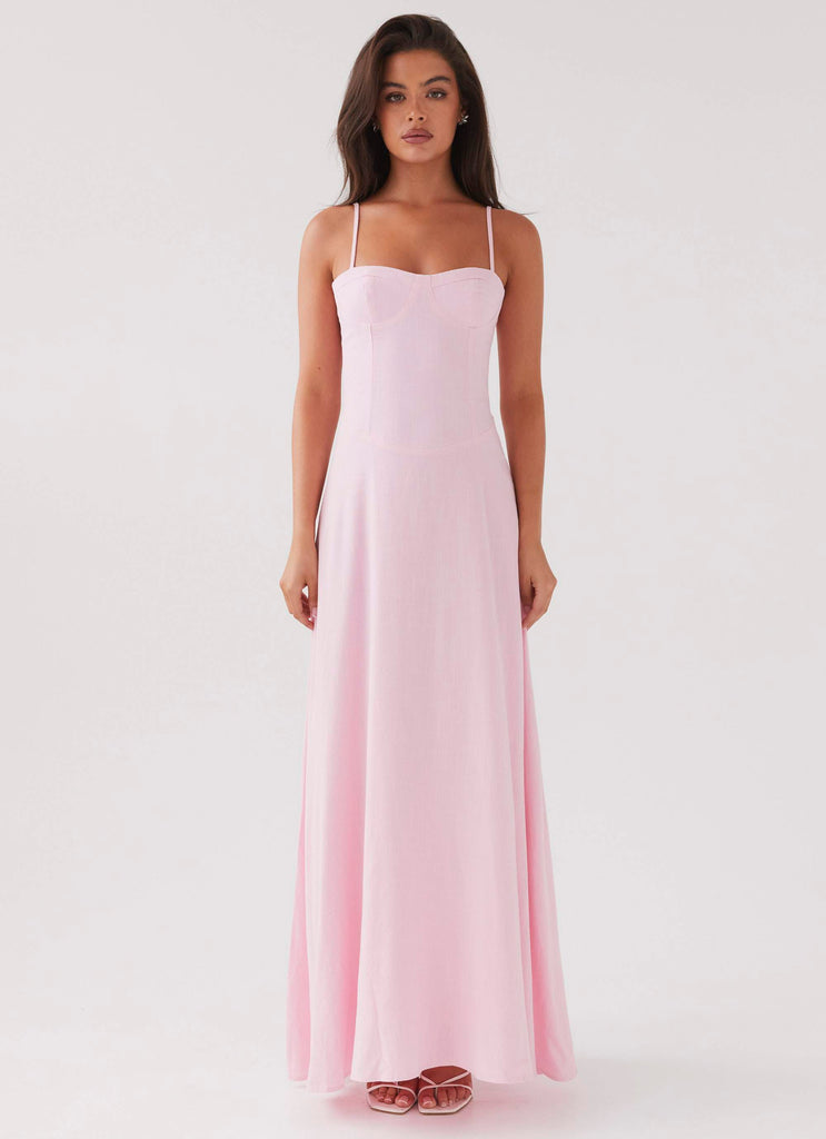 Angelina Linen Maxi Dress - Pink Petal