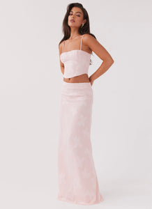 Womens Best Love Maxi Skirt in the colour Pink Petal in front of a light grey background