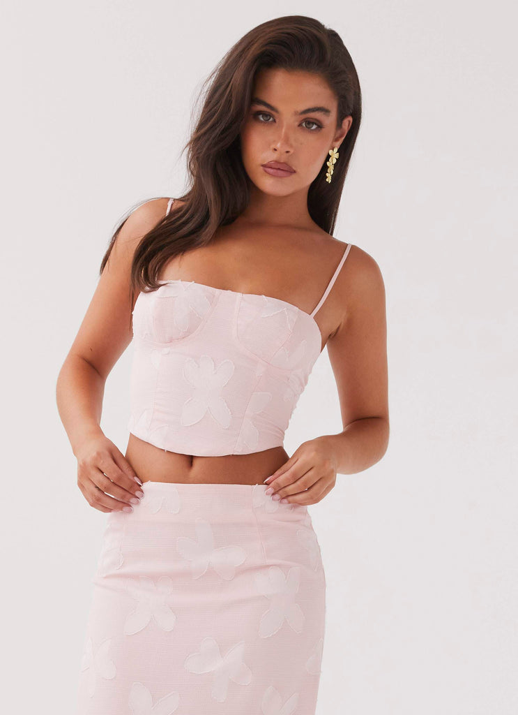 Womens Best Love Lace Up Top in the colour Pink Petal in front of a light grey background