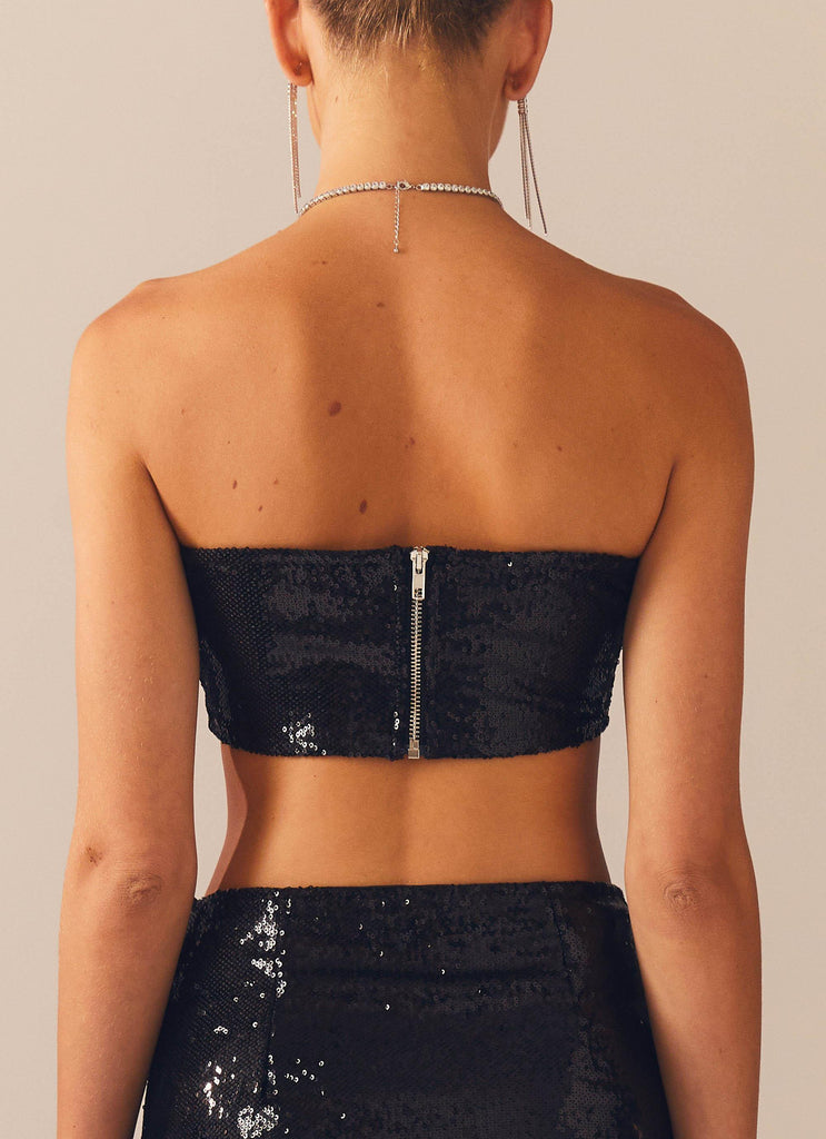 Emma Sequin Bustier - Black - Peppermayo