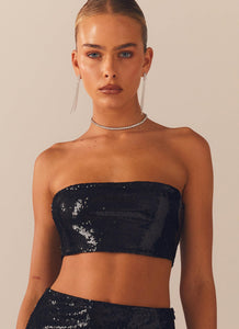 Emma Sequin Bustier - Black - Peppermayo