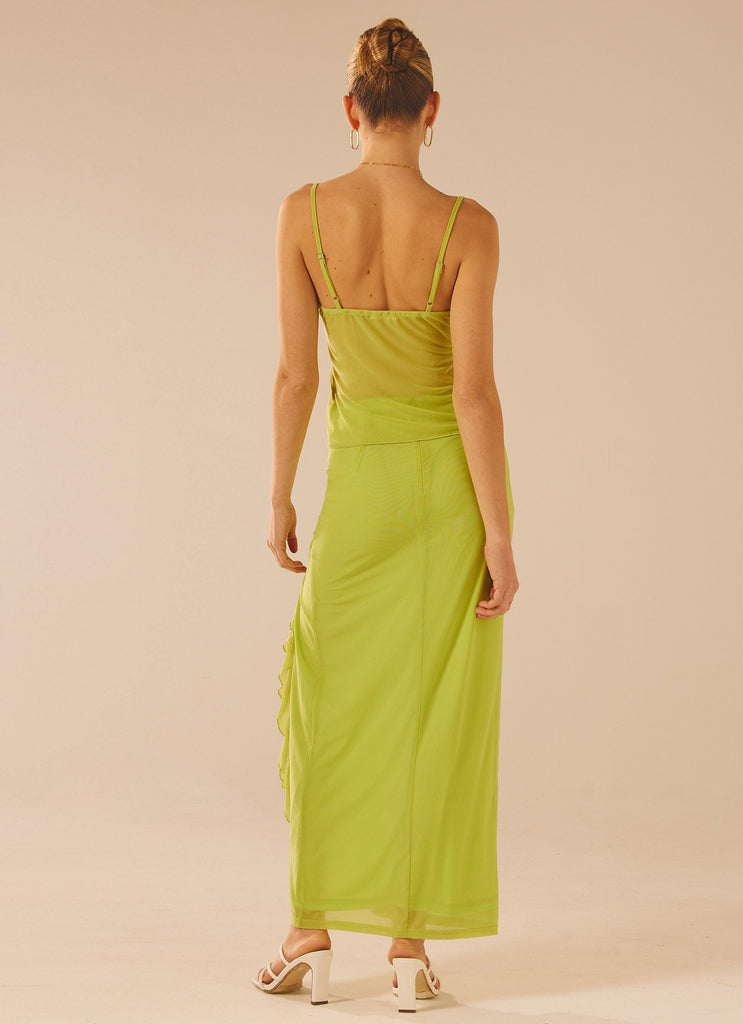 Bittersweet Mesh Maxi Skirt - Fern - Peppermayo