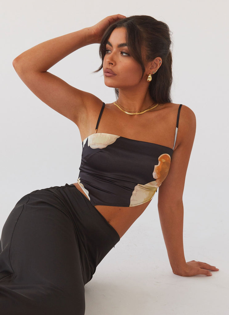 Womens Secret Charm Crop Top in the colour Black Orchid in front of a light grey background