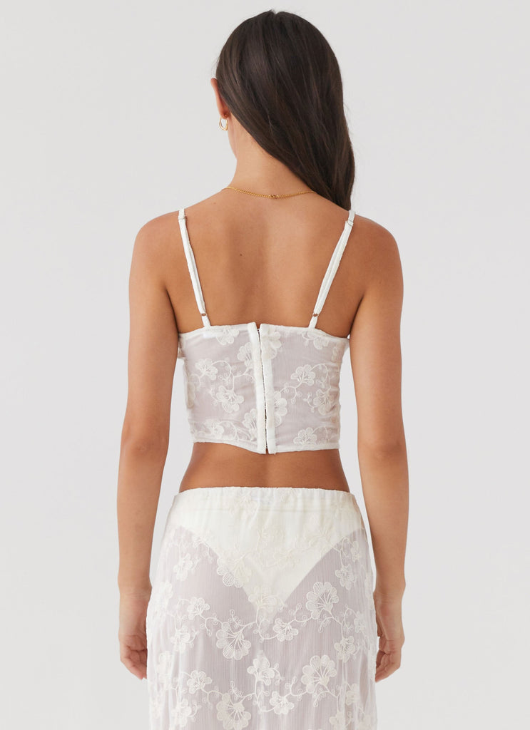 Womens In The Clouds Bustier Top in the colour Ivory Petal in front of a light grey background