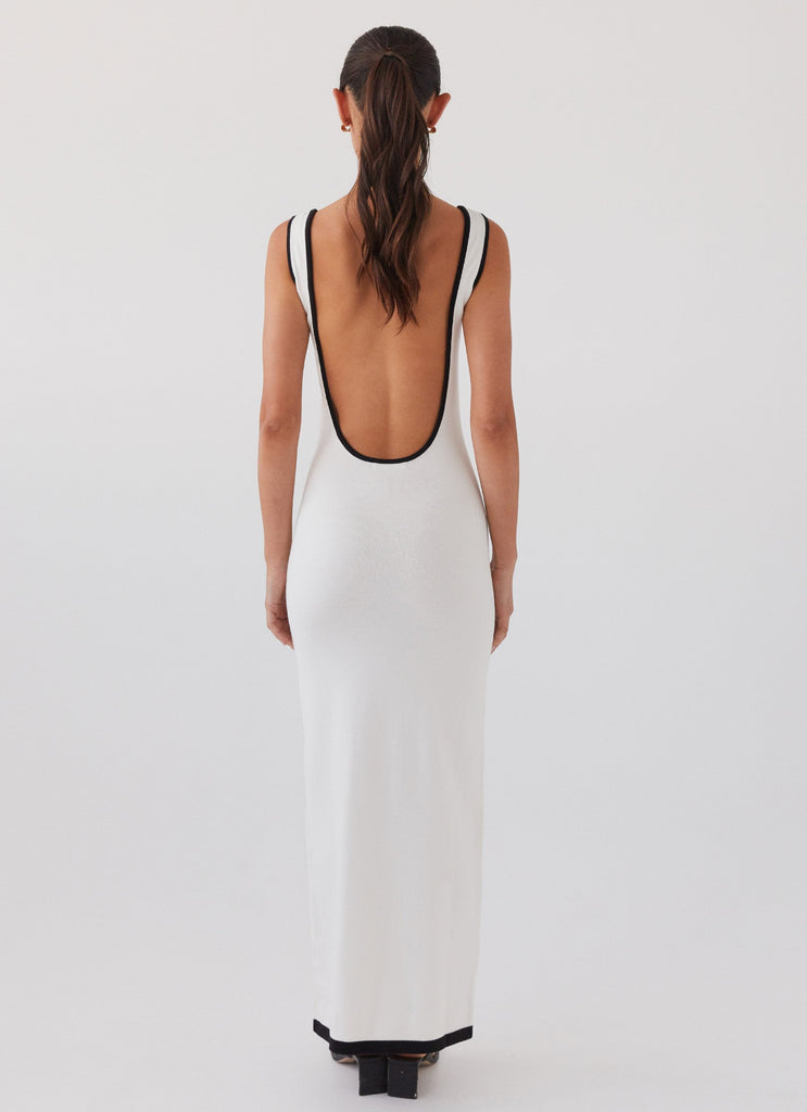 Womens Lost In Paris Knit Maxi Dress in the colour White in front of a light grey background