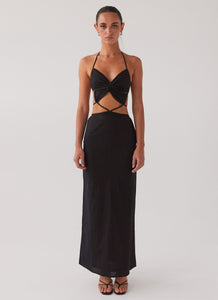 Womens Summers In Saint Tropez Maxi Dress in the colour Black in front of a light grey background