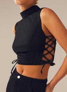 Levitate Crop Top - Black Moonlight - Peppermayo