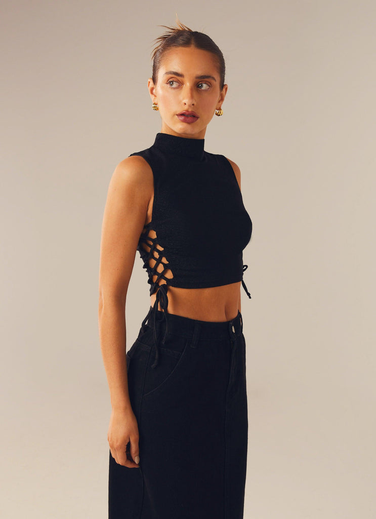 Levitate Crop Top - Black Moonlight - Peppermayo