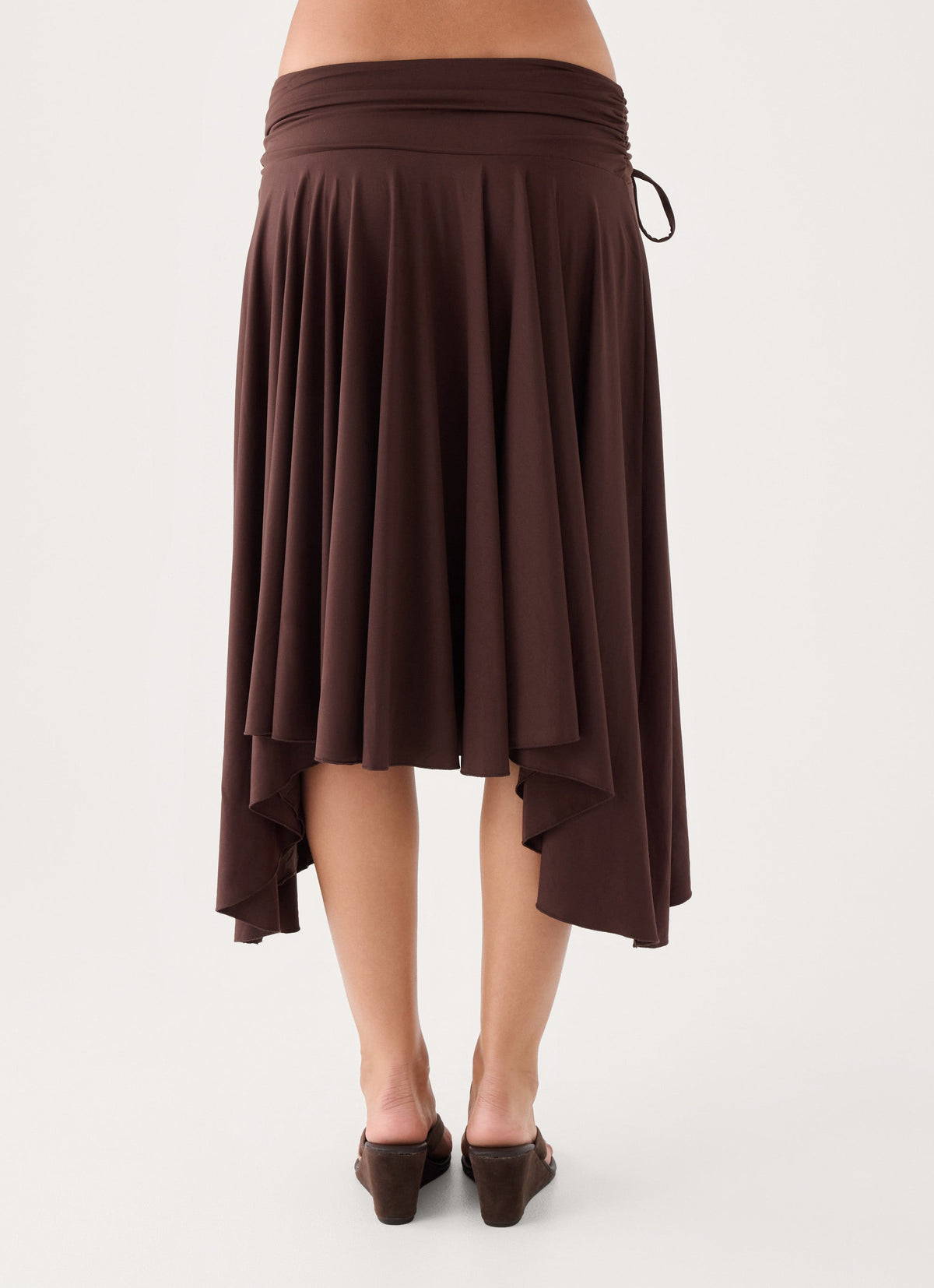 Perrie Asymmetrical Midi Skirt - Chocolate