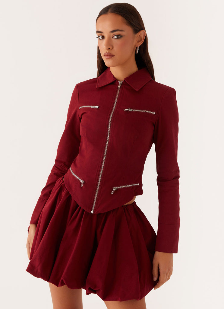 Petra Fitted Zip Top - Mulberry