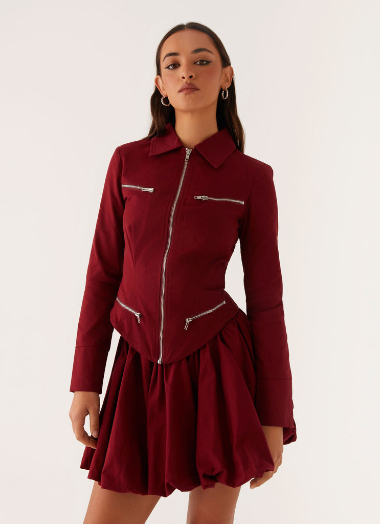 Petra Fitted Zip Top - Mulberry