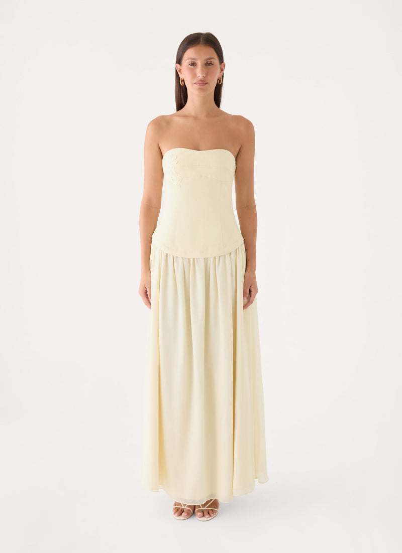 Pinky Up Maxi Dress - Butter Yellow