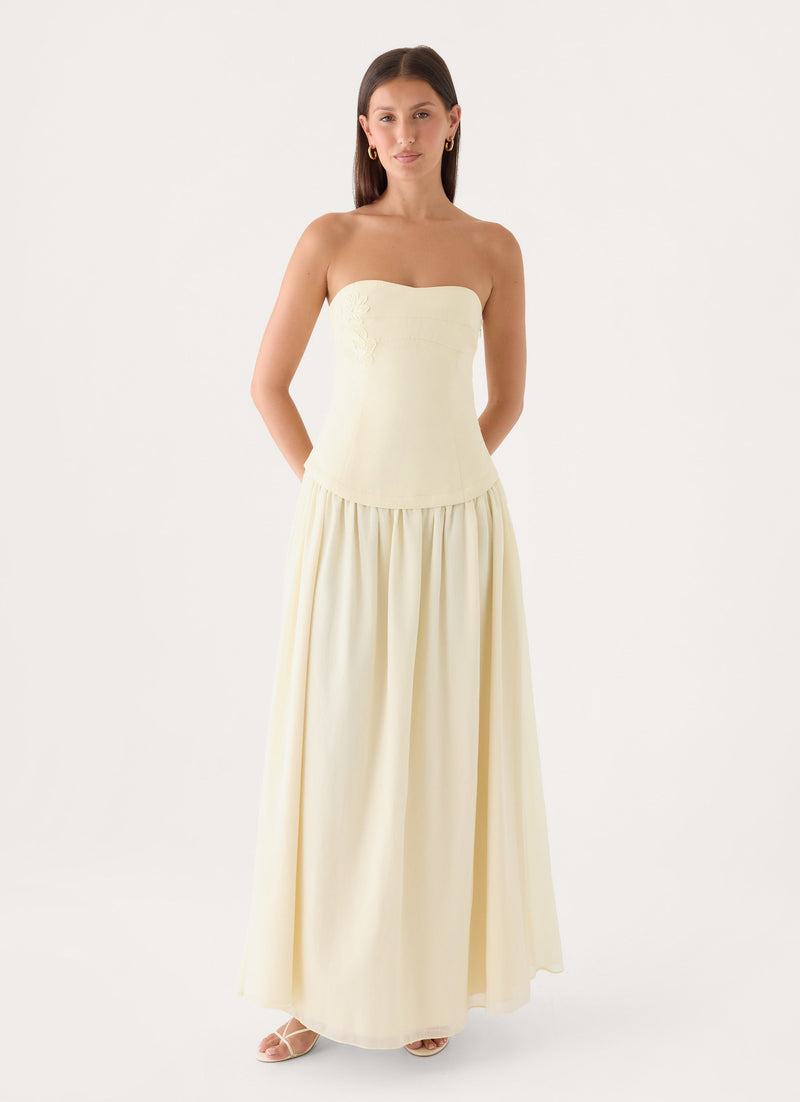 Pinky Up Maxi Dress - Butter Yellow