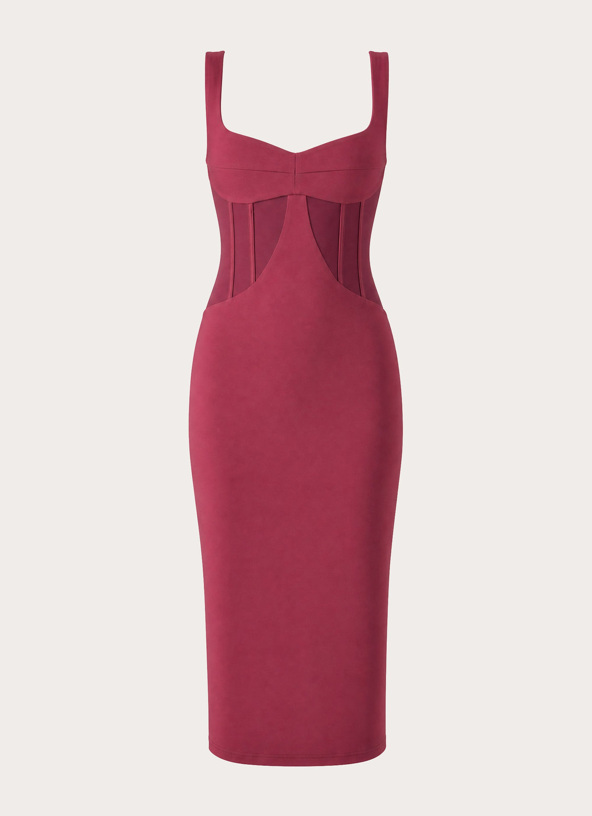 Plaise Corset Long Midi Dress - Burgundy